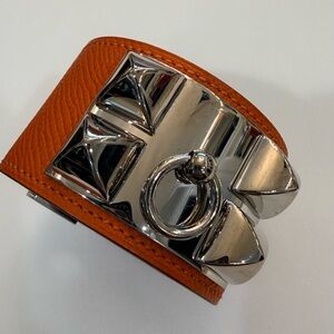 - SOLD - Hermes Orange CDC Epsom Bracelet with Palladium